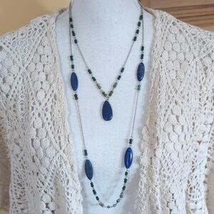 J. Jill Elegant Blue & Green Convertible 3 in 1 Necklace Set NWT